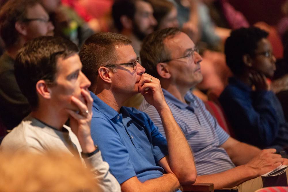 Attendees listen to Professor Steve Buchwald from MIT give the 2018 Arnold C. Ott Lectureship
